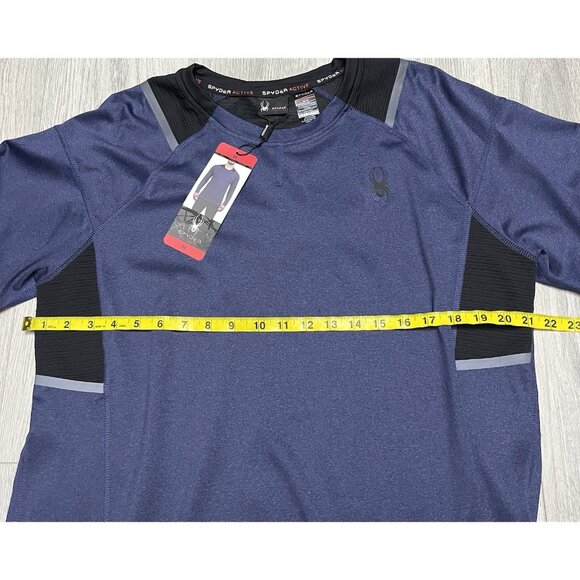 Spyder Active Shirt Mens Medium Blue Long Sleeve Reflective Athletic ProWeb NWT - Picture 6 of 6